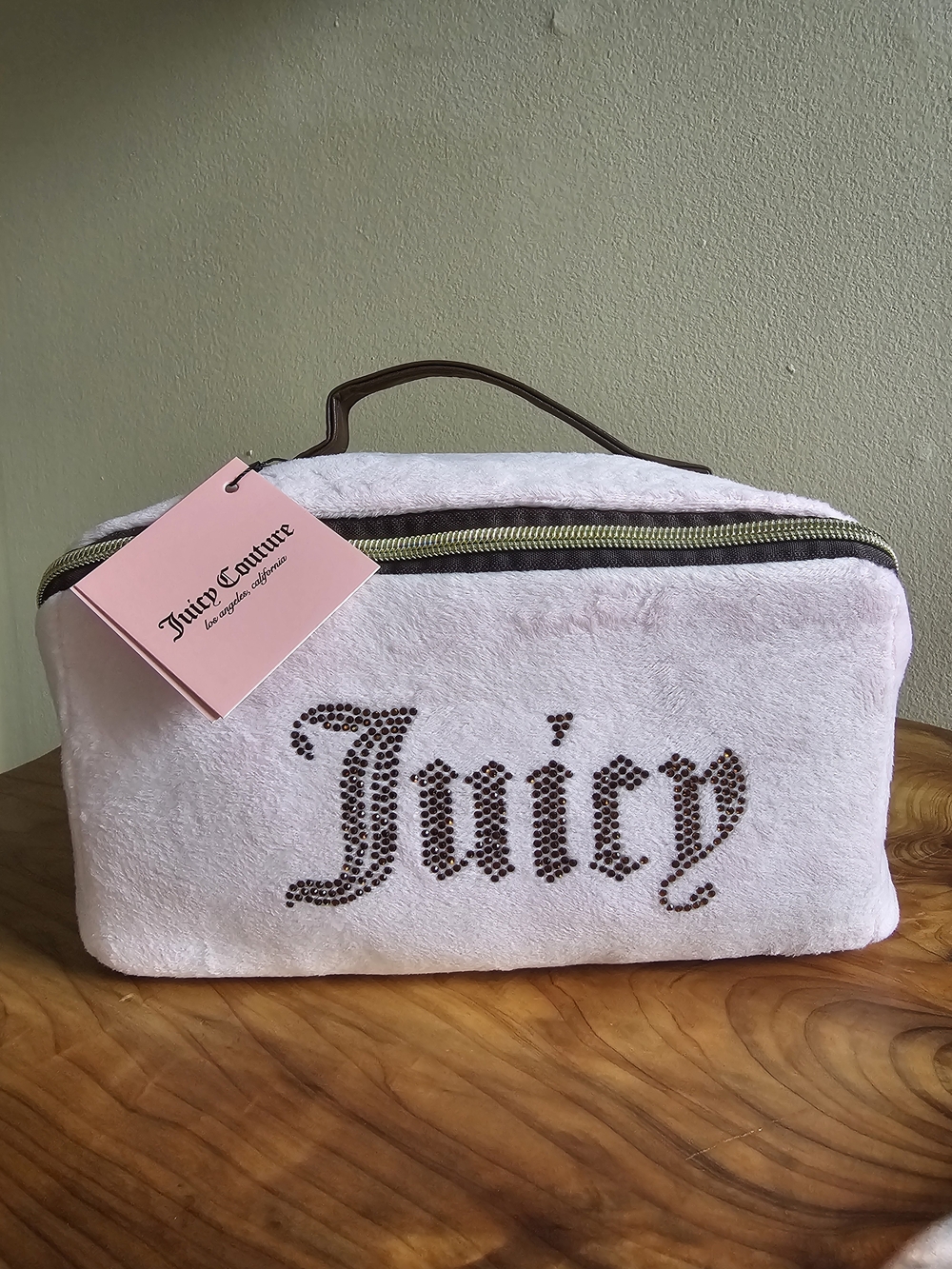 Juicy Couture Pink Rhinestone Logo Cosmetic Bag - Picture 3 of 9